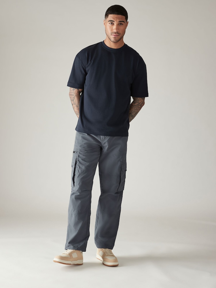 Blue Relaxed Belted Tech Cargo Trousers - Image 2 of 11