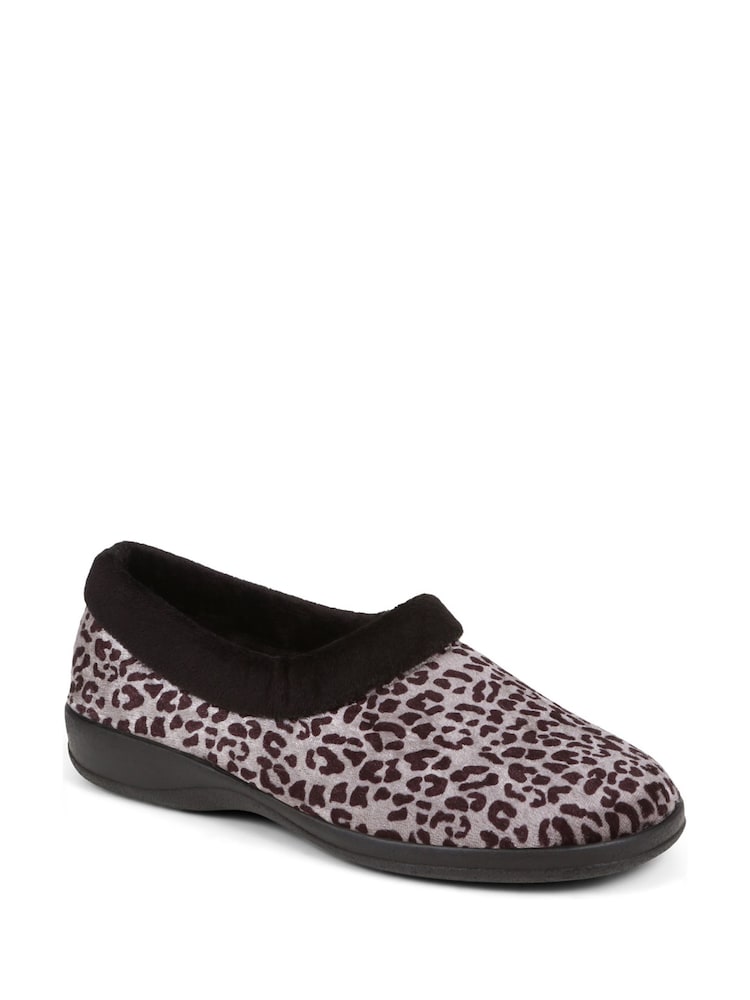 Pavers Grey Leopard Print Casual Slippers - Image 2 of 5 Pavers Grey Leopard Print Casual Slippers - Image 2 of 5