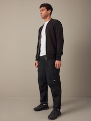 Black Relaxed Fit Utility Parachute Cargo Trousers - Image 4 of 13