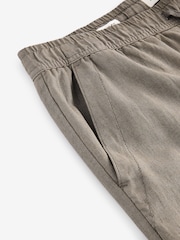 Pilzbraun - Cargohose aus Leinen und Baumwolle mit elastischem Kordelzug - Bild 8 von 10