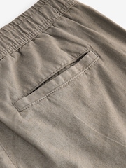 Pilzbraun - Cargohose aus Leinen und Baumwolle mit elastischem Kordelzug - Bild 9 von 10