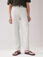 Light Stone Belted Linen Blend Trousers - Image 1 of 1