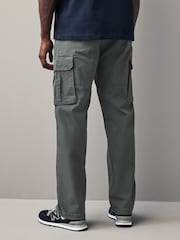 Black/Charcoal Grey Straight Fit Cotton Rich Stretch Cargo Trousers 2 Pack - Image 4 of 13
