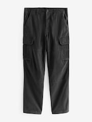 Black/Charcoal Grey Straight Fit Cotton Rich Stretch Cargo Trousers 2 Pack - Image 7 of 13