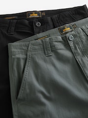 Black/Charcoal Grey Straight Fit Cotton Rich Stretch Cargo Trousers 2 Pack - Image 9 of 13