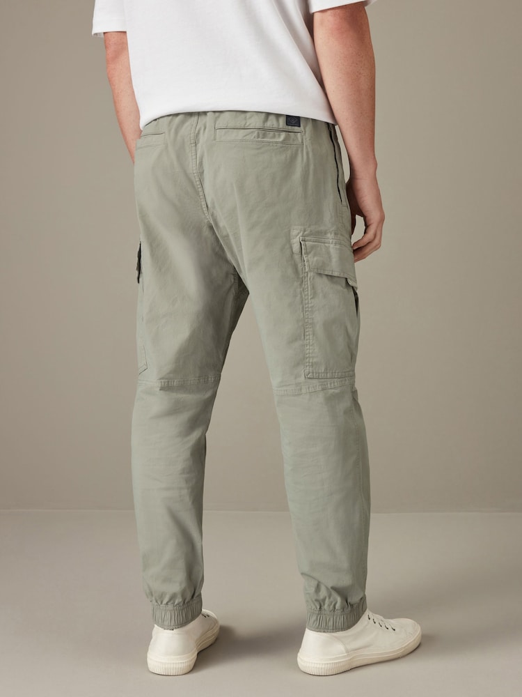 Sage Green Regular Tapered Stretch Utility Cargo Trousers - Image 3 of 10