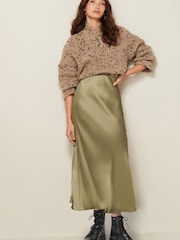 Green Tailored Satin Midi Skirt - Image 1 of 6