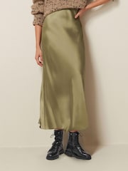 Green Tailored Satin Midi Skirt - Image 2 of 6