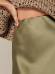 Green Tailored Satin Midi Skirt - Image 4 of 6