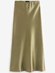 Green Tailored Satin Midi Skirt - Image 5 of 6