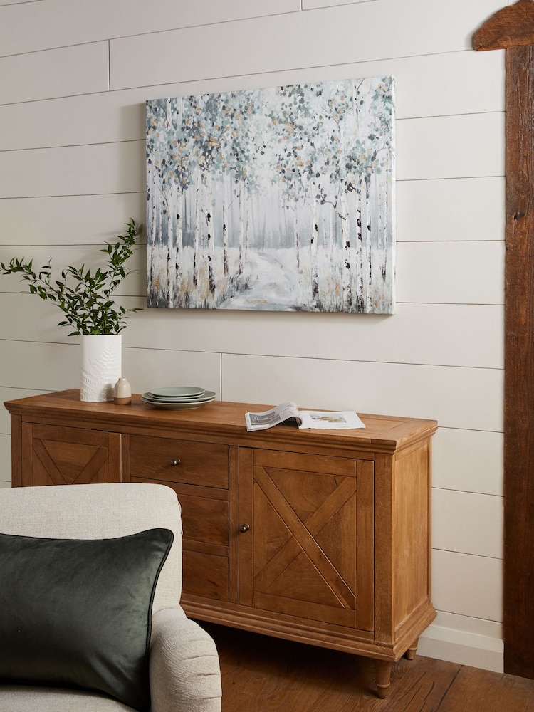 Teal Blue Tree Landscape Canvas Wall Art - Image 2 of 6