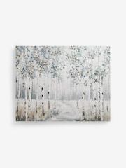 Teal Blue Tree Landscape Canvas Wall Art - Image 4 of 6