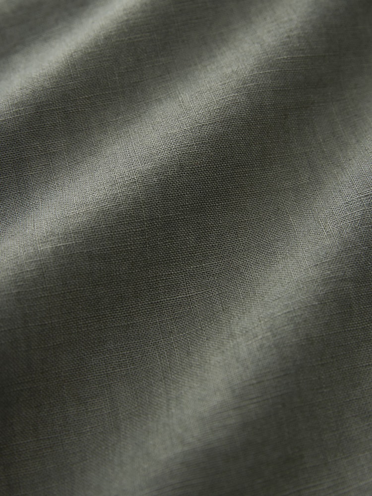 Khaki Green Linen Cotton Elasticated Drawstring Trousers - Image 9 of 9 Khaki Green Linen Cotton Elasticated Drawstring Trousers - Image 9 of 9