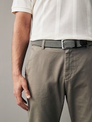 Light Khaki Green Belted Linen Blend Trousers - Image 1 of 12