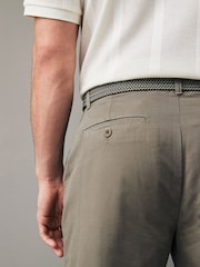 Light Khaki Green Belted Linen Blend Trousers - Image 7 of 12