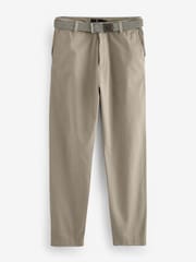 Light Khaki Green Belted Linen Blend Trousers - Image 9 of 12
