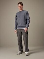 Charcoal Grey Relaxed Fit Ripstop Cargo 100% Cotton Trousers - Image 2 of 12