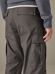Charcoal Grey Relaxed Fit Ripstop Cargo 100% Cotton Trousers - Image 4 of 12