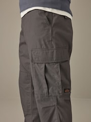 Charcoal Grey Relaxed Fit Ripstop Cargo 100% Cotton Trousers - Image 5 of 12