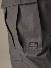 Charcoal Grey Relaxed Fit Ripstop Cargo 100% Cotton Trousers - Image 6 of 12