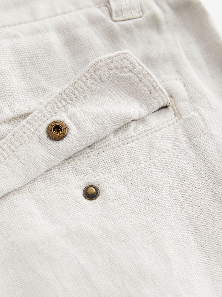 Light Grey 100% Linen Cargo Trousers - Image 13 of 13