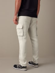 Light Grey 100% Linen Cargo Trousers - Image 5 of 13