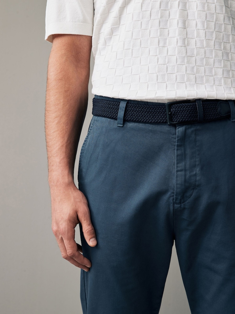 Blue Belted Linen Blend Trousers - Image 1 of 12