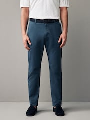 Blue Belted Linen Blend Trousers - Image 3 of 12