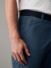 Blue Belted Linen Blend Trousers - Image 8 of 12