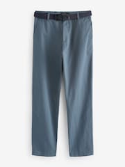 Blue Belted Linen Blend Trousers - Image 9 of 12