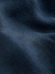 Navy Blue 100% Linen Cargo Trousers - Image 12 of 12