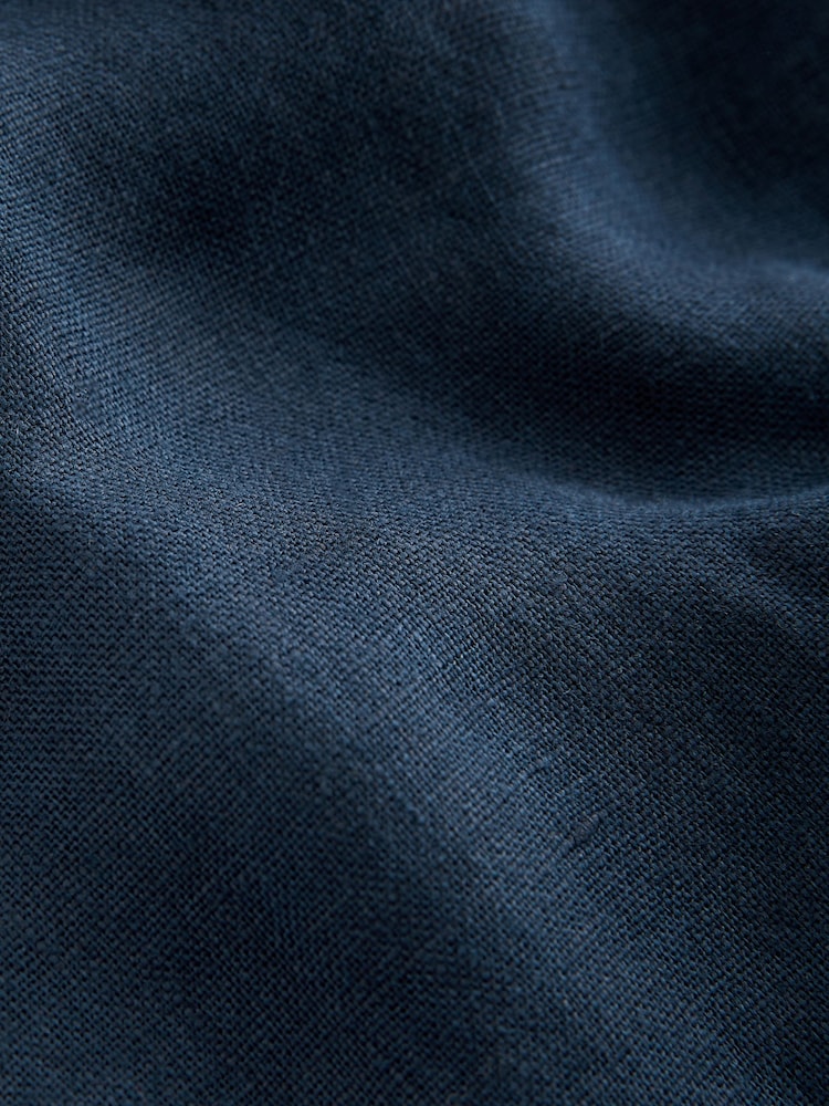 Navy Blue 100% Linen Cargo Trousers - Image 12 of 12