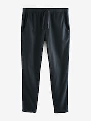 Charcoal Grey Slim Fit Linen Cotton Elasticated Drawstring Trousers - Image 6 of 9