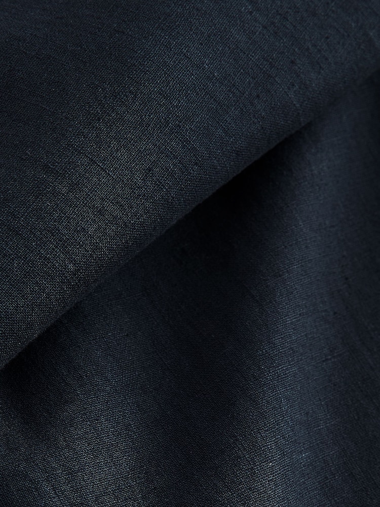 Charcoal Grey Slim Fit Linen Cotton Elasticated Drawstring Trousers - Image 9 of 9