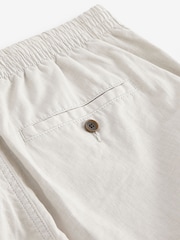 Light Grey Slim Fit Linen Cotton Elasticated Drawstring Trousers - Image 11 of 12
