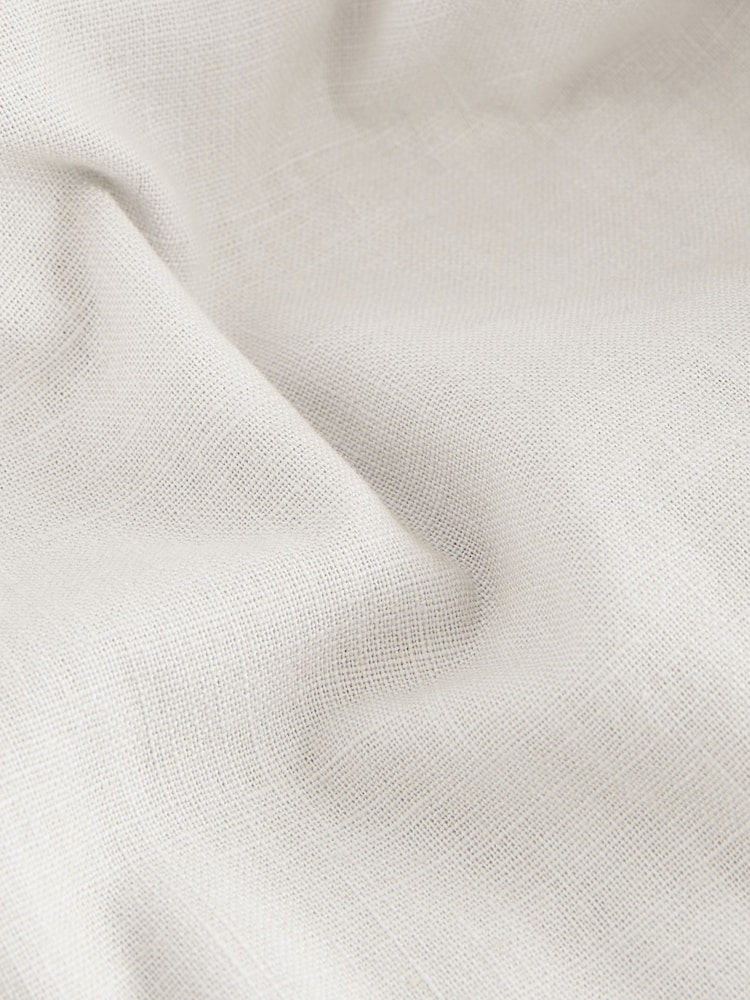 Light Grey Slim Fit Linen Cotton Elasticated Drawstring Trousers - Image 12 of 12
