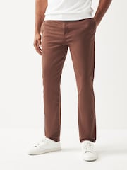 Rust Brown Slim Fit Premium Laundered Stretch Chinos Trousers - Image 1 of 1