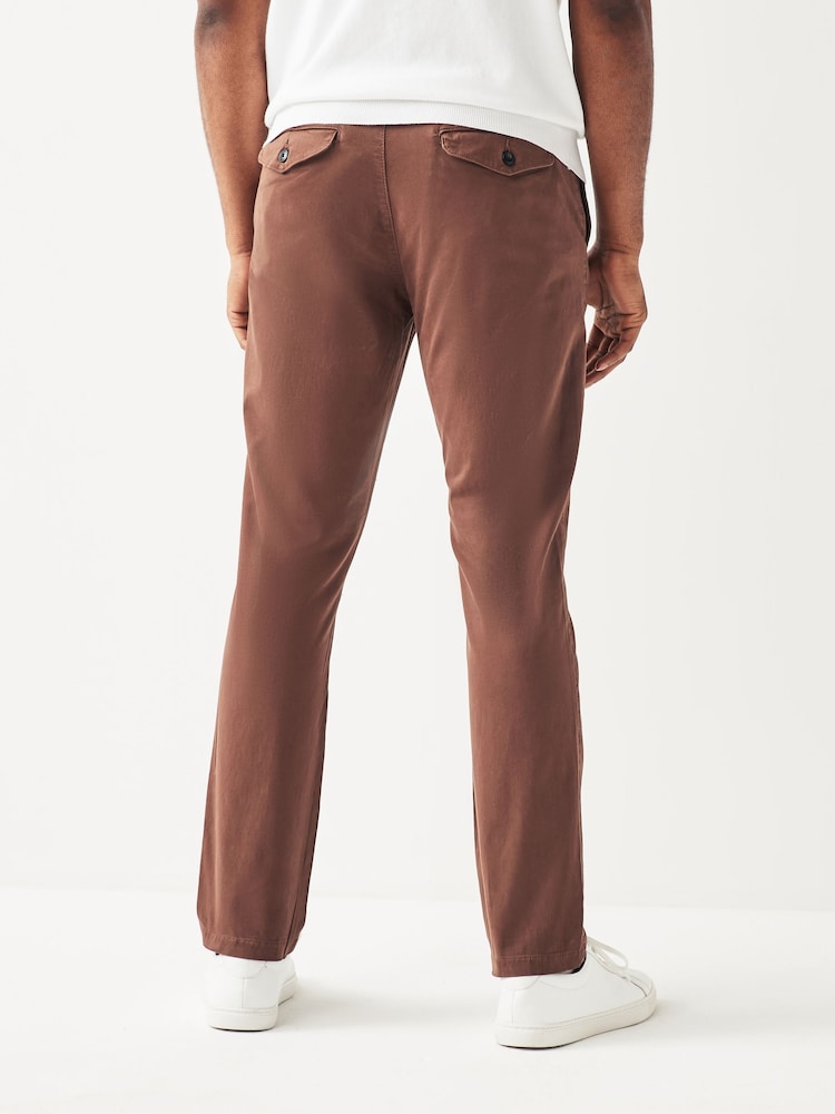 Rust Brown Slim Fit Premium Laundered Stretch Chinos Trousers - Image 2 of 7