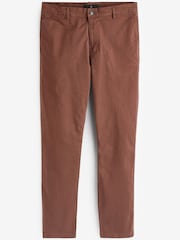 Rust Brown Slim Fit Premium Laundered Stretch Chinos Trousers - Image 4 of 7