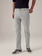 Light Grey Slim Fit Premium Laundered Stretch Chinos Trousers - Image 1 of 1