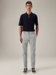 Light Grey Slim Fit Premium Laundered Stretch Chinos Trousers - Image 2 of 10