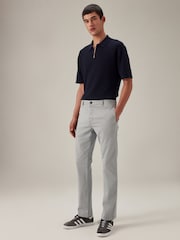 Light Grey Slim Fit Premium Laundered Stretch Chinos Trousers - Image 3 of 10