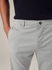 Light Grey Slim Fit Premium Laundered Stretch Chinos Trousers - Image 6 of 10