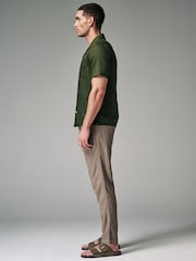 Mushroom Brown Linen Cotton Elasticated Drawstring Trousers - Image 3 of 9