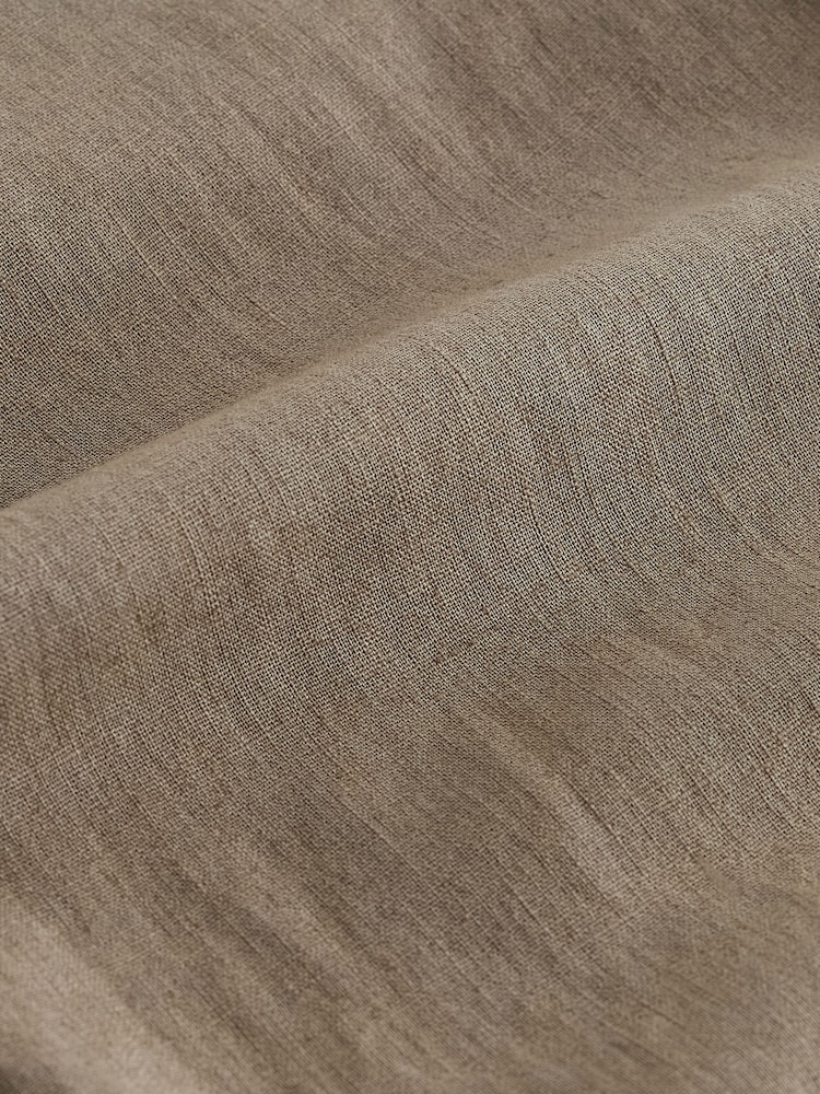 Mushroom Brown Linen Cotton Elasticated Drawstring Trousers - Image 9 of 9 Mushroom Brown Linen Cotton Elasticated Drawstring Trousers - Image 9 of 9