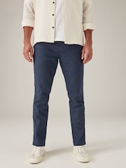 Navy Blue Linen Cotton Elasticated Drawstring Trousers - Image 1 of 11