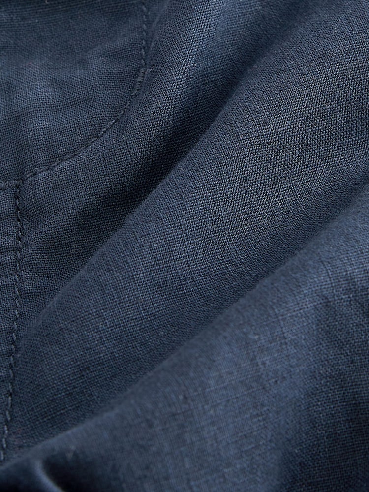 Navy Blue Linen Cotton Elasticated Drawstring Trousers - Image 11 of 11