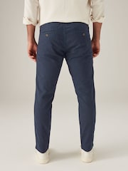 Navy Blue Linen Cotton Elasticated Drawstring Trousers - Image 5 of 11
