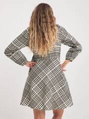 Simply Be Yellow Check Textured Wrap Dress - Image 2 of 4