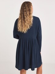 Simply Be Blue Ribbed Smock Dress - Image 2 of 4